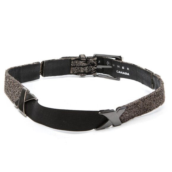 Suzi Roher Animal Print Belt Elastic Metal Fabric Zebra Black Grey Canada Design - Picture 7 of 9